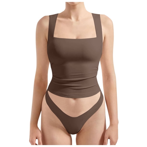 Camiseta sin mangas sexy con cuello cuadrado y espalda descubierta, tirantes ajustables, ropa de club, para mujer - XS-XL