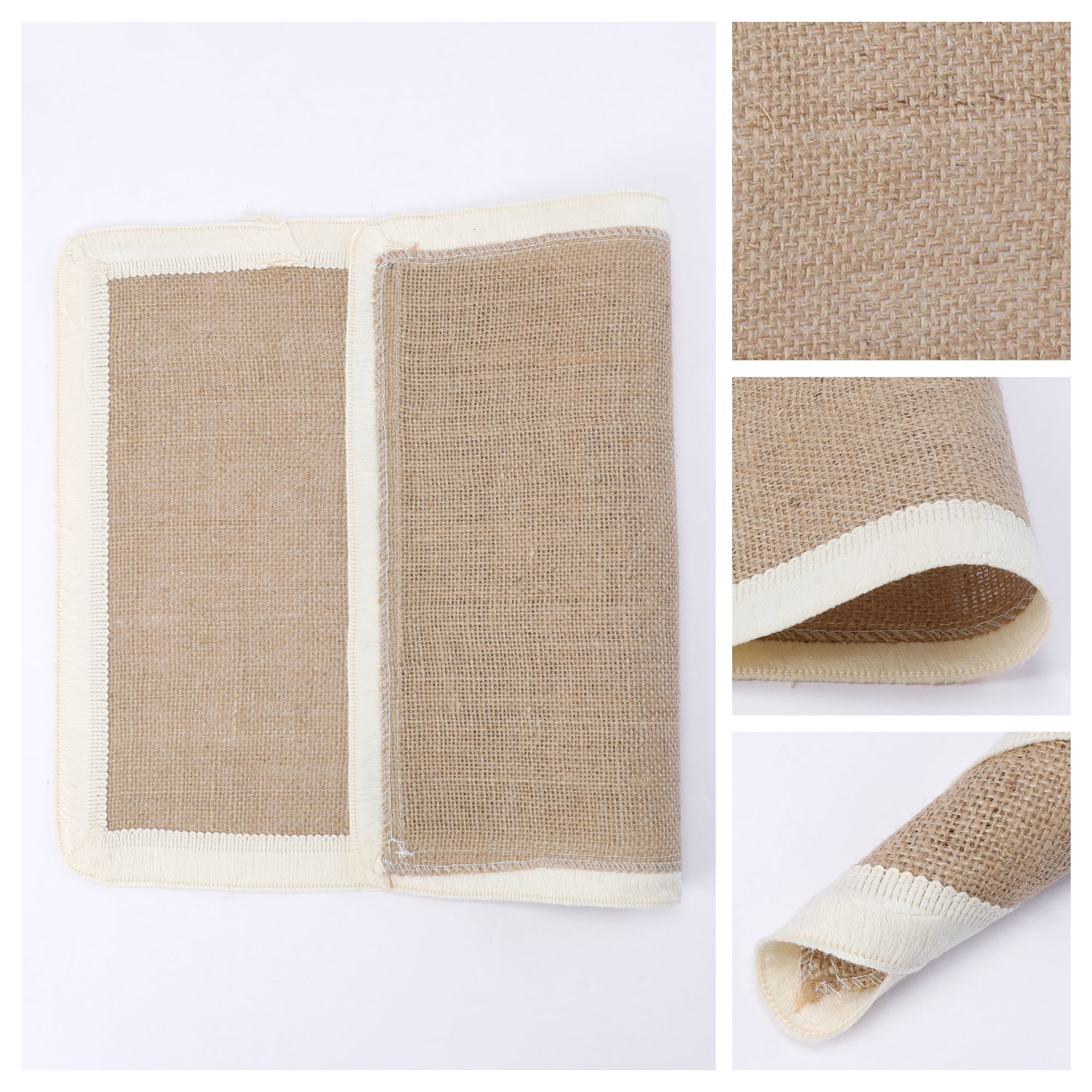 Unique Bargains Farmhouse Placemats 6pcs Jute Placemats Yellow Fringe 17.7"x11.8"