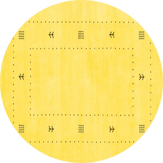 Ahgly Company Indoor Round Solid Yellow Modern Area Rugs, 4' Round