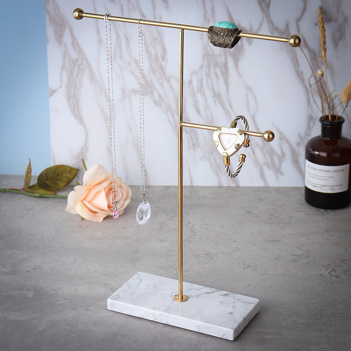 T Bar Jewelry Holder Watch Necklace Earring Stand Jewelry Rack