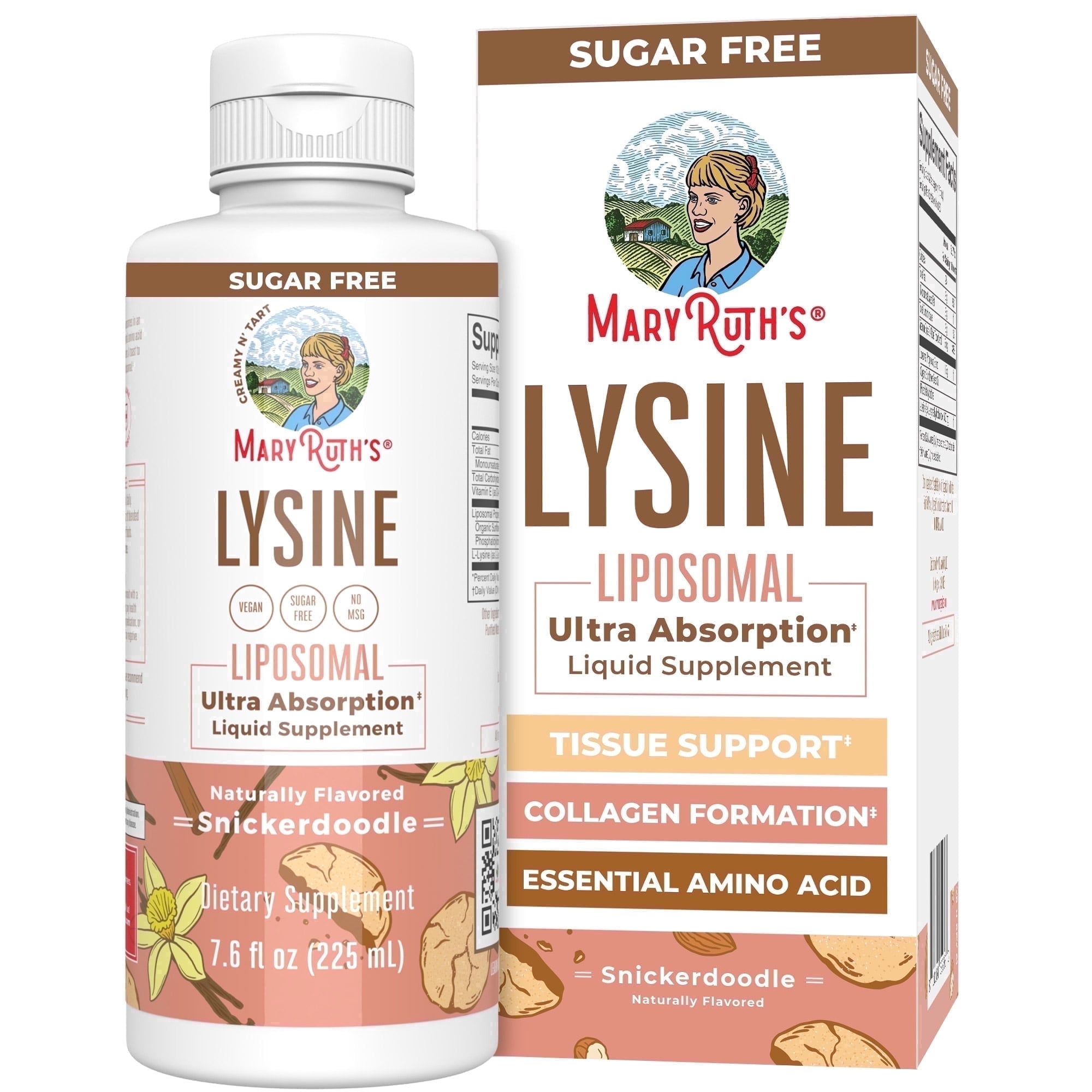 (3 pack) MaryRuth's Lysine Supplement, Snickerdoodle Flavor, Collagen & Immune Support, Vegan, Sugar-Free, Adults Ages 18+, Unisex, 7.6 fl oz, 30 Servings,