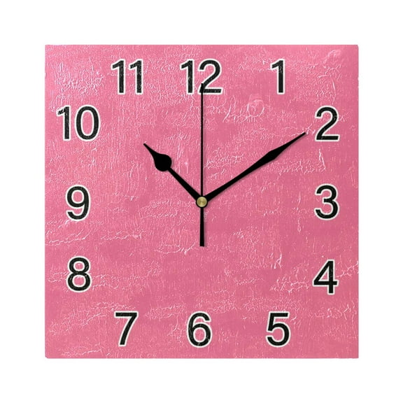 Ryvnso Pink Wall Clock Square Silent Non-Ticking Battery Operated 7.78"