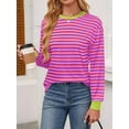 thumbnail image 2 of Womens Tunic Tops Long Sleeve Striped Shirts Crewneck Tops Pink XL, 2 of 7