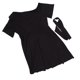 thumbnail image 3 of Vestido de verano para mujer, de un solo hombro, color puro, corte A, manga corta, cinturón, largo, negro, talla única, 3 of 15