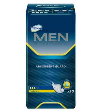 TENA Incontinence Guards for Men, Moderate Absorbency 20 ct (Pack of 3)