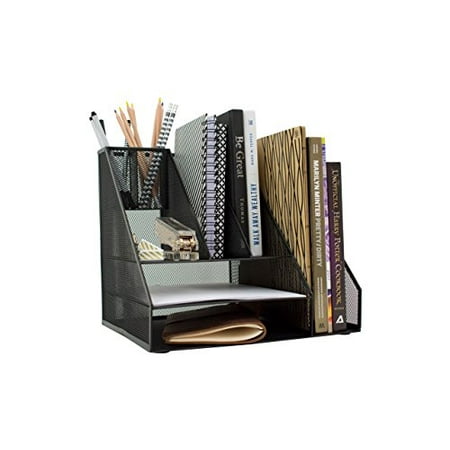 Blu Monaco Black Wire Mesh Desk Organizer Vertical File