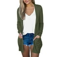 thumbnail image 4 of VISALY Long Cardigans Open Front Cardigan Casual Women Lightweight Front Cardigan Solid Soft Long Sleeve Sweater with Pockets Thin Cardigans Lightweight Plus Size Cardigan Lightweight Army Green L, 4 of 6