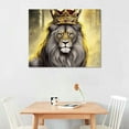 thumbnail image 2 of Nawypu   King Animal Lion and Lioness Canvas Wall Art Lion with Gold Crown Grey and Gold Picture Artwork Giclee Print Gallery Wrap for Bedroom Home Decor Ready to Hang, 2 of 4