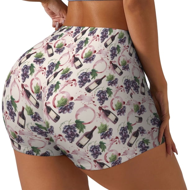 Fotbe Watercolor Wine Bottle Shorts Sin Costuras – Shorts Deportivos de Cintura Alta para Mujer, Elásticos para Gimnasio, Yoga, Running o Ciclismo-X-Large