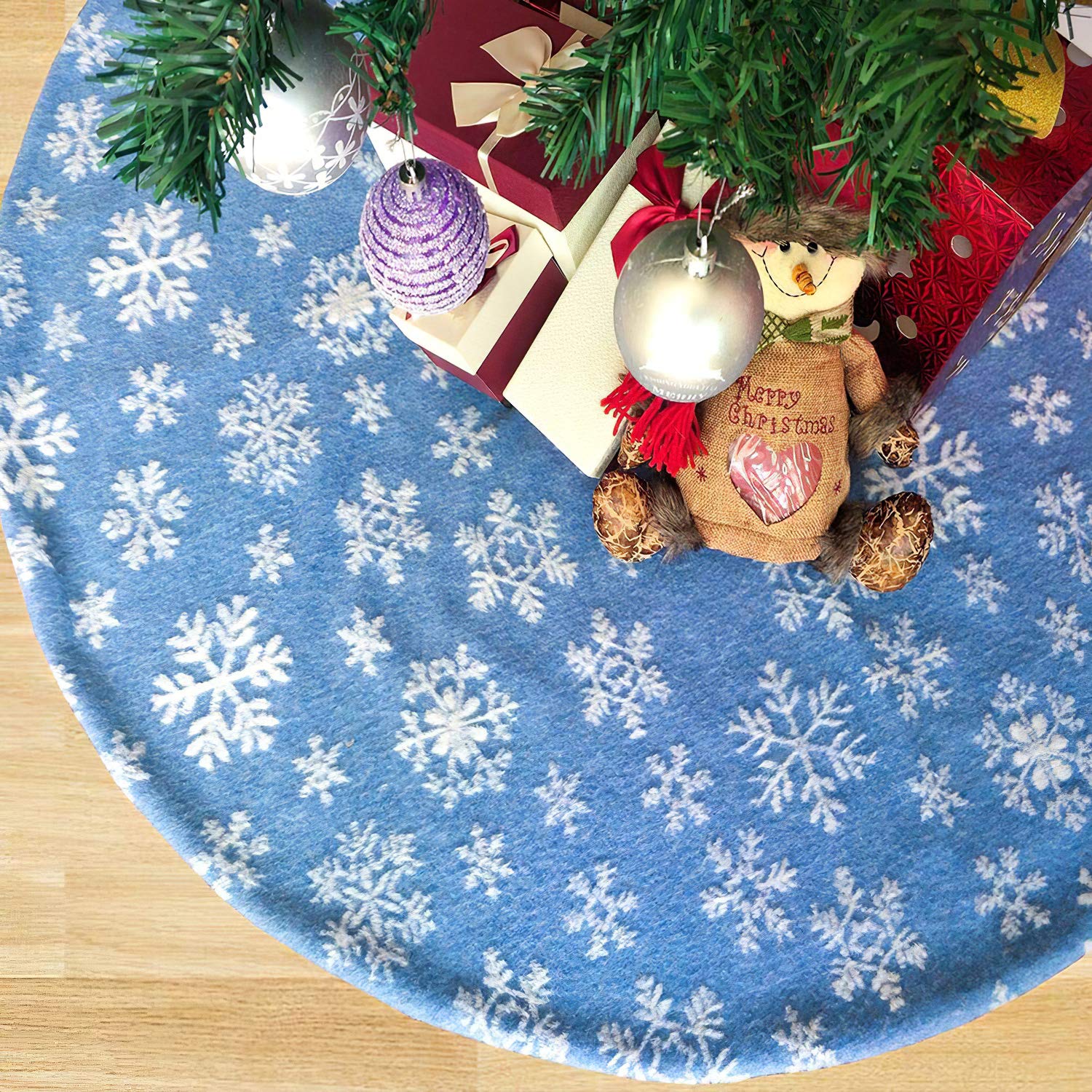 Blue plaid christmas tree skirt Clearance