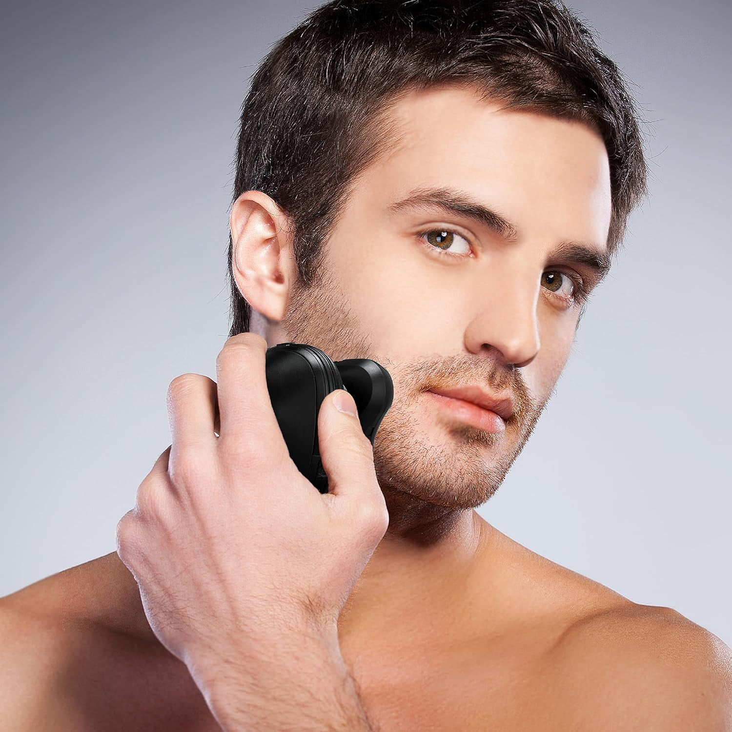 Chargeworx Groom Essentials Cordless 3D Rotary Men’s Face & Head Electric Shaver with LED Light, Black GEMS106