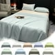 thumbnail image 1 of Juego de cama de satén de 1 pieza, sábanas de seda sintética de 160 x 220 cm, tela lavable, suave, duradera, estilo hotelero, experiencia de sueño de lujo (azul claro), 1 of 8