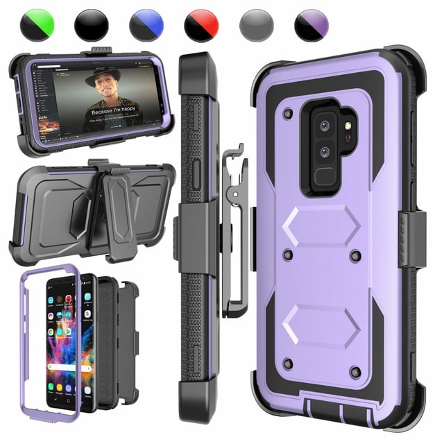 Galaxy Note 8 / S9 Plus / S9 Cases Cover, Galaxy S9 Holster Belt, Heavy Duty Protection Full-body Rugged with Kickstand + Holster Belt Clip Carrying Armor Case Shell