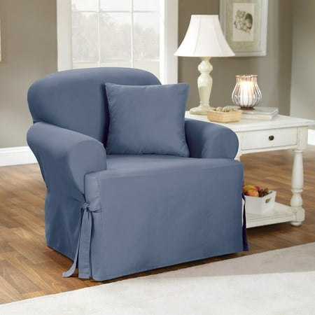 Sure Fit Duck Slipcover - Sure Fit Cotton Duck T-Cushion Chair Slipcover