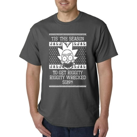 New Way 805 - Unisex T-Shirt Tis The Season Riggity Wrecked Son Rick Morty Medium