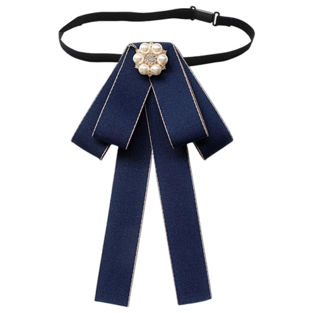 Corbata de lazo preanudada para mujer, elegante para eventos formales, versátil y sin arrugas. Azul