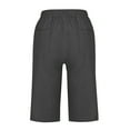 thumbnail image 5 of ZZwxWA Linen Shorts for Women Summer Elastic Waisted Side Hole Capris Loose Fit Shorts Comfy Beach Pants with Pockets, 5 of 6