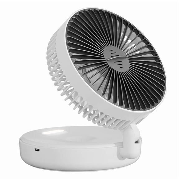 SpaceMuse Portable Desk Fan, USB Small Rechargeable with 8-Hour Battery, 3 Speeds Quiet Personal Fan for Bedroom Dorm Office Outdoor Camping (White)