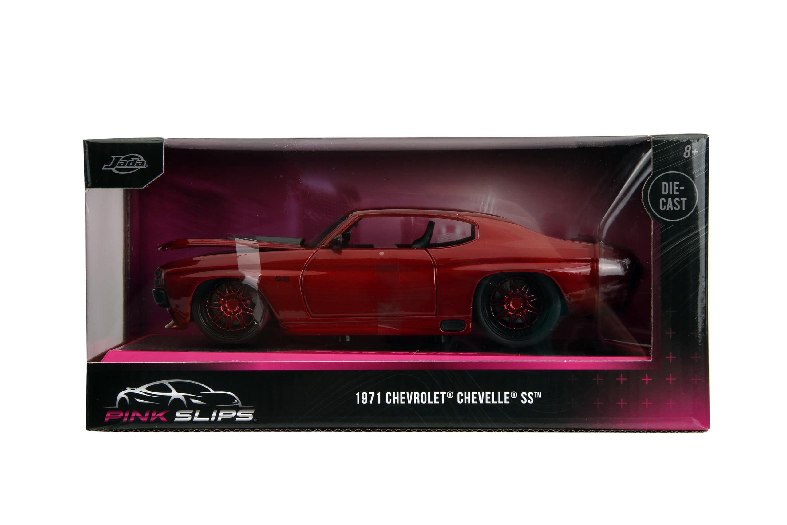 Pink Slips 1:24 W7 1971 Chevy SS Die-Cast Car w/Base, Toys for