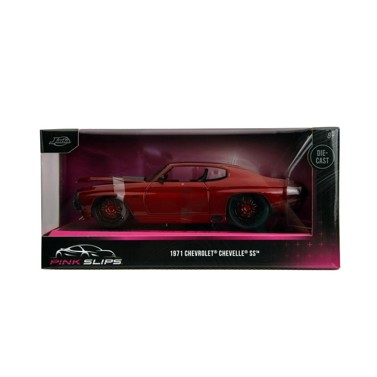 Pink Slips 1:24 W7 1971 Chevy SS Die-Cast Car w/Base, Toys for