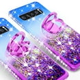 thumbnail image 4 of SOGA Rhinestone Liquid Quicksand Cover Cute Girl Phone Case Compatible for Samsung Galaxy S10 Case, with RingStand for Magnetic Car Mounts and Lanyard - Purple / Blue, 4 of 5