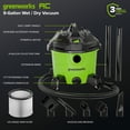 thumbnail image 5 of Greenworks 9 Gallon AC Wet/Dry Vacuum, Workshops Wheeled Cleaner with Washable HEPA Filter and Multiple Accessories for Hard Floor & Carpet, 5 of 13