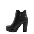 thumbnail image 6 of DARING DIVA Chunky High Heel Platform Zipper Chelsea Boots Black 6, 6 of 7