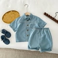 thumbnail image 5 of Vividxx Toddler Boy Clothes Boys Outfits Set Summer Casual Denim Short Sleeve Shirt And Pants Two Piece Outfit For Toddler Kids Comfortable Breathable Stylish 3-4 Years, 5 of 5