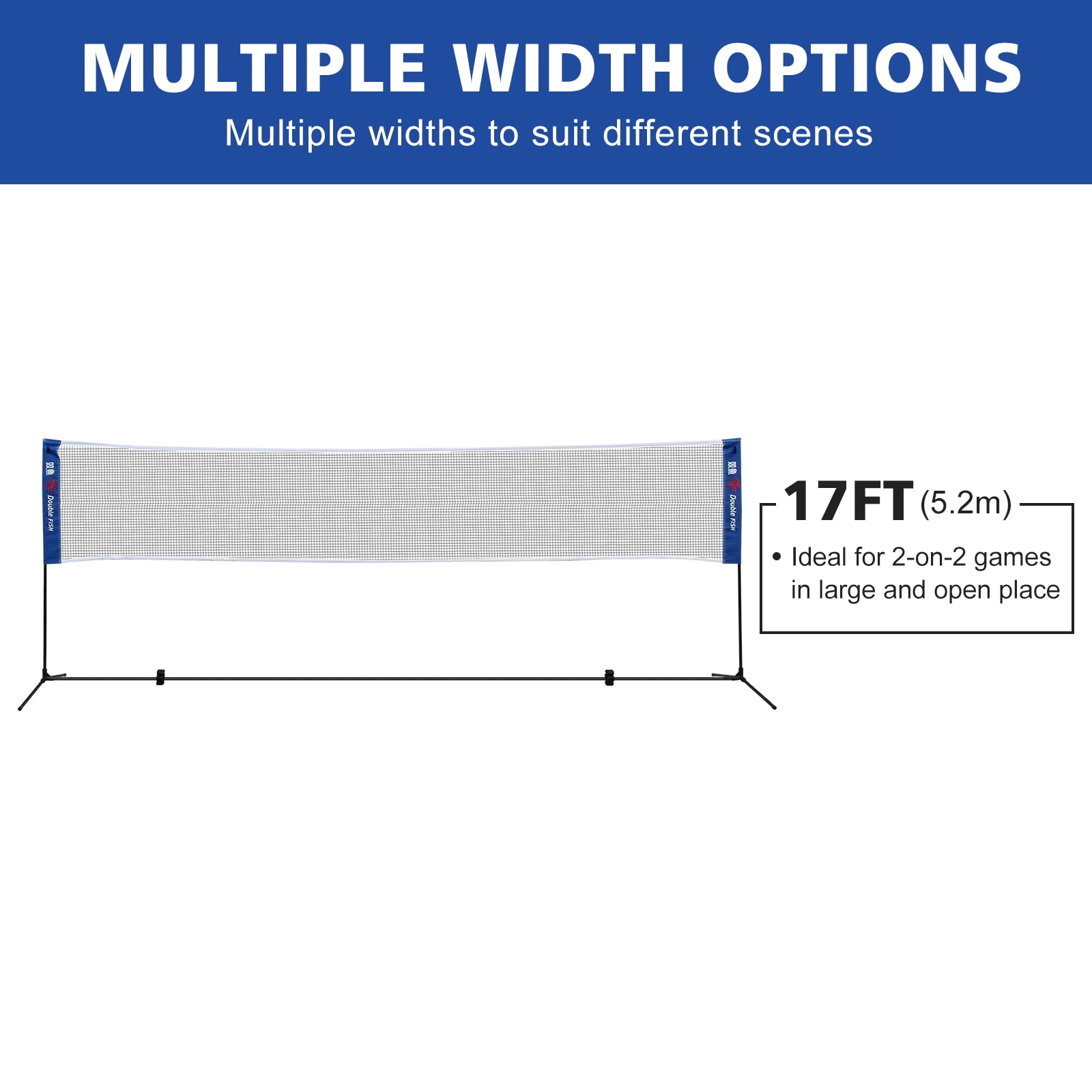 Portable Foldable Badminton Net, Standard Size 20ft Wide Net for Indoor Outdoor, Multi-use Net for Volleyball Tennis Training