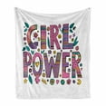 thumbnail image 1 of Feminist Soft Flannel Fleece Blanket, Hippie Boho Girl Power Lettering with Foliage in Shades of Pink and Purple Colors, Cozy Plush for Indoor and Outdoor Use, 50" x 70", Multicolor, by Ambesonne, 1 of 6