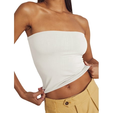 

JBEELATE Women Y2K Lace Strapless Tube Top Off Shoulder Bustier Crop Tops Aesthetic Backless Slim Fit Tank Streetwear
