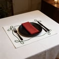 thumbnail image 4 of Linen Placemats, Embroidered Placemats, Bow Embroidery Festive Table Decorations, Natural Cotton Linen Wrinkle Resistant Tablecloth Props 19.68x11.81 Inches, 4 of 7