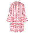 thumbnail image 4 of Usmixi Formal Dresses for Women Beach Loose Flowy Ruffle Swing Tunic Midi Dress V-Neck 3/4 Sleeve Striped Print 2023 Summer Knee-Length Dresses Pink XXXL, 4 of 5
