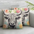 thumbnail image 3 of GOSMITH Highland Cow Pillow Cover Highland Cattle Floral Decorative Throw Pillow Cover Case Home Decor Animal Western Decor Farmhouse Pink Green Cushion Case for Couch Sofa Outdoor, 3 of 5
