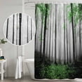 thumbnail image 5 of Green Forest Shower Curtain, Waterproof Shower Curtains for Bathroom, Vintage Foggy Woods Tree Mysterious Washable Fabric Bathtub Curtain Set Bath Decor with 12 Hooks Long 72"x84", 5 of 8