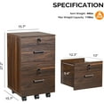 thumbnail image 2 of 2 Drawer File Cabinet with Lock, Wood Dark Brown File Cabinets for Letter Size File Folders with Tabs, Under Desk Rolling Filing Cabinet for Home Office, Mobile File Organizer Printer Stand, 2 of 16