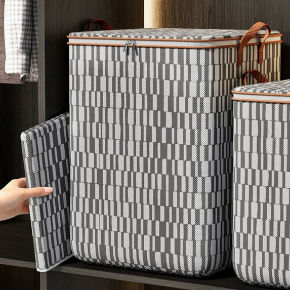 Foldable Blanket Storage Bag Large Clothes Storage Organizers with Sturdy Zipper and Reinforced Handle for Comforters, Clothes, toys, Bedding