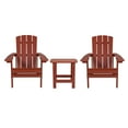 thumbnail image 2 of BizChair 2 Pack Commercial All-Weather Poly Resin Wood Adirondack Chairs with Side Table in Red, 2 of 12