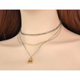 thumbnail image 5 of Collares con colgante de cerradura de acero inoxidable de titanio, joyería de moda Bohemia, collar de cadena de tres capas para mujer N20260, 5 of 5