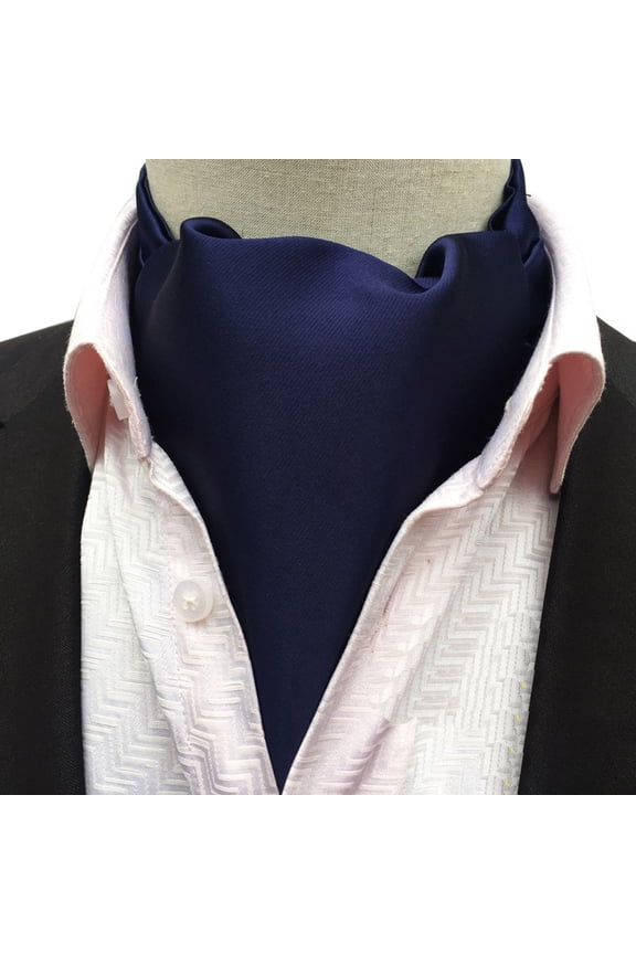 Men Classic Solid Color Long Scarves Cravat Ascot Ties Gentlemen Neckties