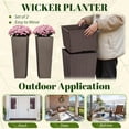 thumbnail image 4 of JUMMICO Set of 2 Resin Rattan Tall Planters Outdoor, Large Tapered Planters with Drainage Holes&Inner Trays, Flower Pots for Garden, Patio, Porch, Backyard (Brown, 32''), 4 of 7