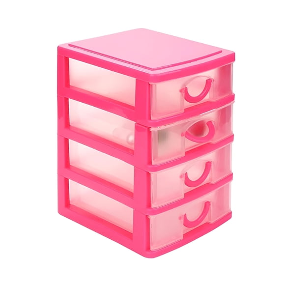 LAMIRO Plastic Multi-Layer Storage Box,Stackable Small Drawer Organizer for Desktop Sundries,Jewelry,and Small Objects,Compact Plastic Storage Drawers,Red(4 layers)