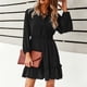 thumbnail image 5 of Vestido de mujer de color sólido sexy con mangas abullonadas y escote en V para primavera y otoño Fridja  NMB4462, 5 of 9