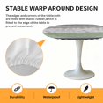 thumbnail image 2 of Elastic Fitted Round Tablecloth, Green Stripes Abstract Waterproof Stretch Table Cover for 36"-44" Tables, Geometric Spring Flowers Rustic Washable Outdoor Tablecloths for Patio, Picnic, Camping, 2 of 9