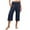 Navy, variant on Womens Pants Elastic Waist Wide Capris High Waisted Pants Casual Summer Pockets Pant