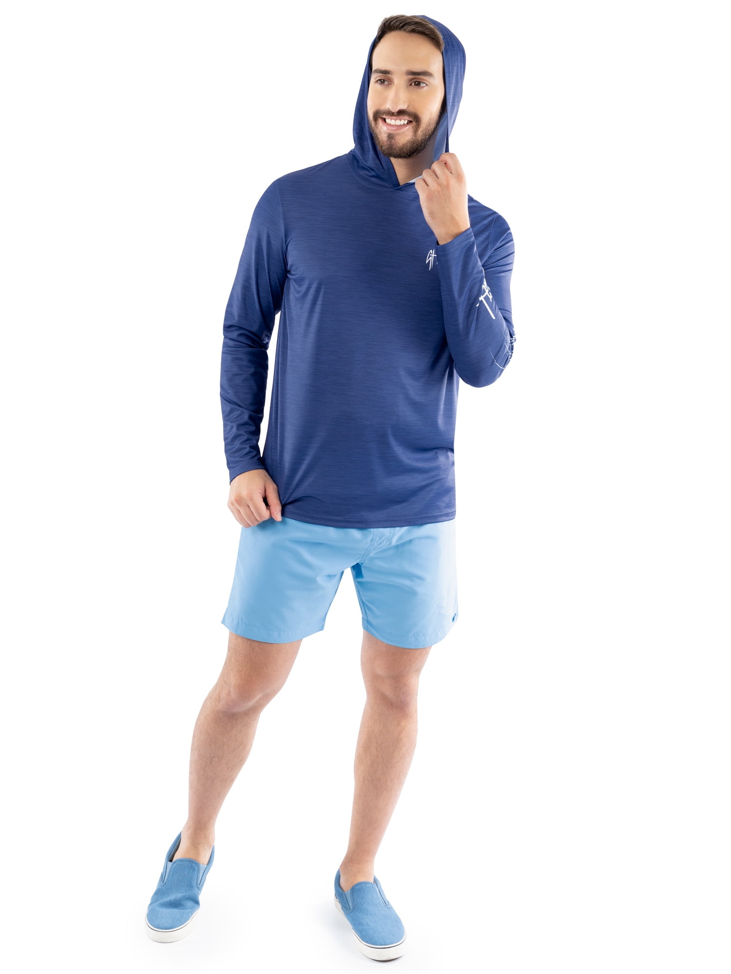 Guy Harvey Sweat à capuche en polaire à manches longues pour homme, Bleu marine chiné/basse, T-Grand