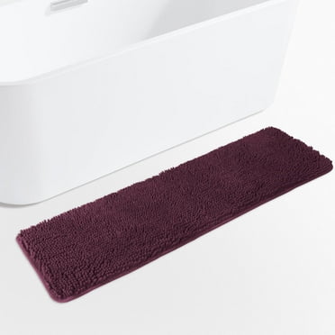 Plum 47 x 17 Bathroom Rug – Thick Chenille Bath Mats | Absorbent and Washable Bath Rug Non-Slip, Plush and Soft Rugs for Bathroom Floor, Shower, Sink