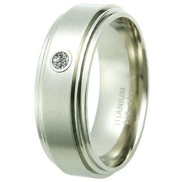Rising Time TR-3031-D1-sz-10 Titanium Diamond Band Ring Size - 10