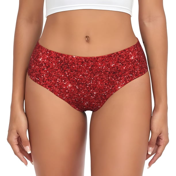 Fotbe Red Glitter Calzones Estampados para Mujer – Ropa Interior de Algodón, Cómoda, Suave y Elástica-XX-Large