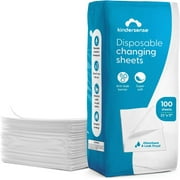 KinderSense® Disposable Changing Pads for Baby Diaper (100 Sheets) | Portable Changing Pad Liners (23" x 17.5") | Paper Top Layer - Waterproof Bottom Layer | Leak Proof Infant Changing Mat